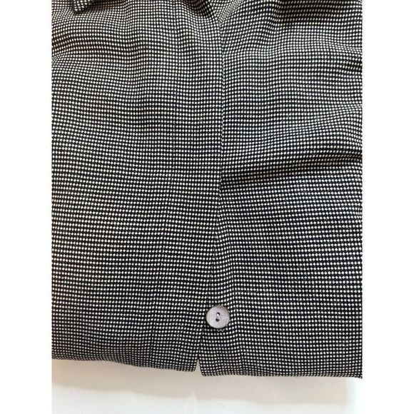 Talbots Button Front Shirt Sz L Wool Blend Checkered Collared Black White - Picture 8 of 11